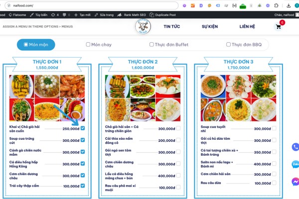Tiến h&agrave;nh chọn m&oacute;n y&ecirc;u th&iacute;ch