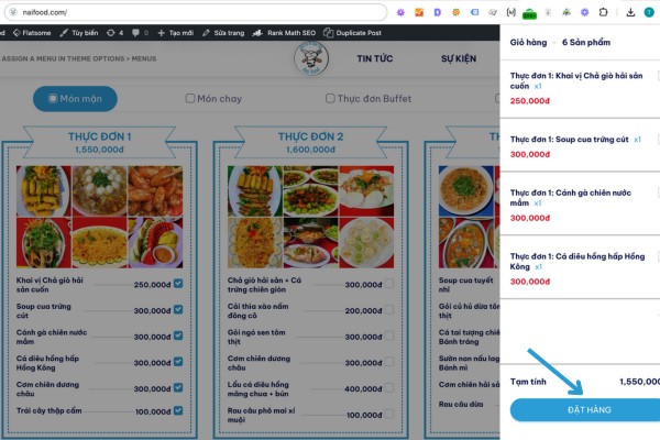 Kiểm tra lại c&aacute;c m&oacute;n ăn m&igrave;nh đ&atilde; chọn