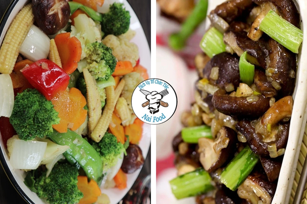 Nấm đ&ocirc;ng c&ocirc; x&agrave;o rau củ chay