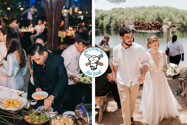 Tổ chức tiệc buffet cưới ngo&agrave;i trời.