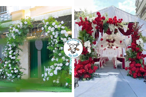 Cổng cưới hoa lụa