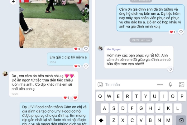 Kh&aacute;ch h&agrave;ng khen dịch vụ đặt tiệc ở quận 5 cuả Naifood