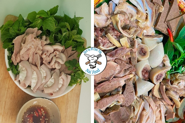 L&ograve;ng heo luộc chấm mắm t&ocirc;m