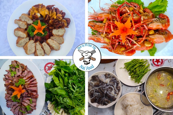 Thực đơn tổ chức tiệc được anh Quận lựa chọn.